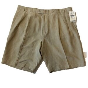 Jhane Barnes Mens 38 Silk/Linen Flat Front Vintage NWT Shorts Tan Preppy Golf